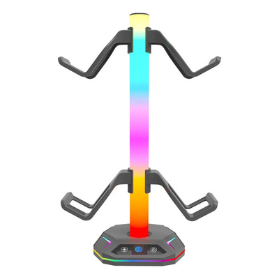 Base Soporte Para Audífonos Y Controles Con Luz Rgb Negro