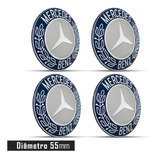 Jogo 4 Emblema Logo Adesivo Roda Mercedes Benz 55mm