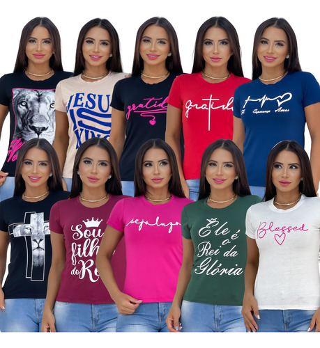 Kit 15 T Shirts Blusas Feminina Roupa Atacado Revenda Barato