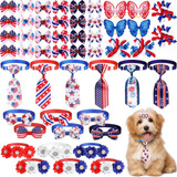 50 Pcs 4th Of July Dog Bows Patriotic Pet Bow Ties Pet Neckt