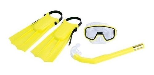 Set De Careta Snorkel Y Aletas Kit Natación Buceo Piscina