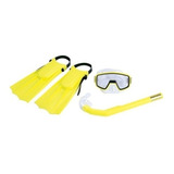 Set De Careta Snorkel Y Aletas Kit Natación Buceo Piscina