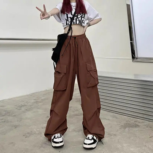 Pantalones Cargo Largos Con Cordón Liso Y Pernera Ancha Para | MercadoLibre