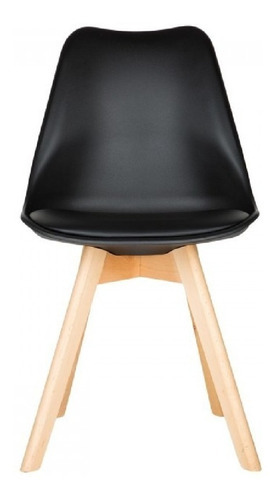 Silla Eames Tulip Almohadon Patas Madera Comedor X4 Color De La Estructura De La Silla Negro