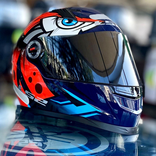 Capacete Ls2 Ff358 Tribal Orange Laranja Azul