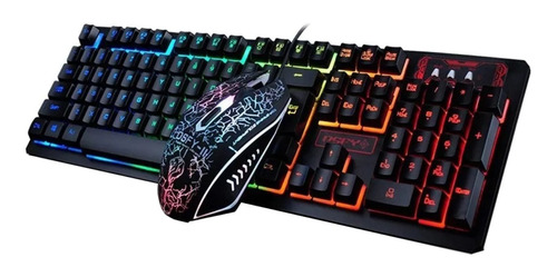 Kit De Teclado Y Mouse Gamer Newvision K13 Inglés Us De Color Negro