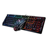 Kit De Teclado Y Mouse Gamer Newvision K13 Inglés Us De Color Negro