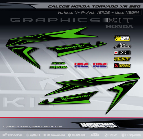 Calcos Honda Tornado - X- Project Verde - Insignia Calcos