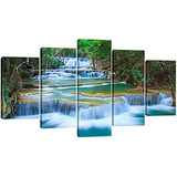 Wieco Art 5 Paneles Peaceful Waterfall Giclee Canvas Prints 