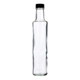 Botella Vidrio Aceite 500cc Redonda Transparente Tapa