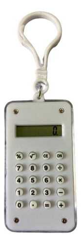 Mini Calculadora Branca Com Mosquetão
