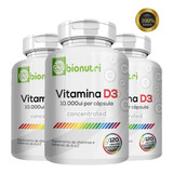 3uni Vitamina D3 10.000ui 500mg Maxima Absorção 360cáp Full Sabor Sem Sabor