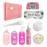 Kit Caja Regalo Mujer Box Zen Rosas Set Spa N05 Feliz Día