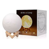 Lámpara De Luna 3d, 7 Colores Táctiles Moon Night Light Color De La Estructura Madera