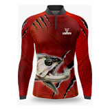 Camisa Pesca Personalizada Proteção Uv50 Red Ruby Matreiro