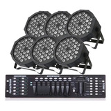 6 Canhão Refletor Par 64 Rgb Triled 3w Triled + Mesa Dmx 512