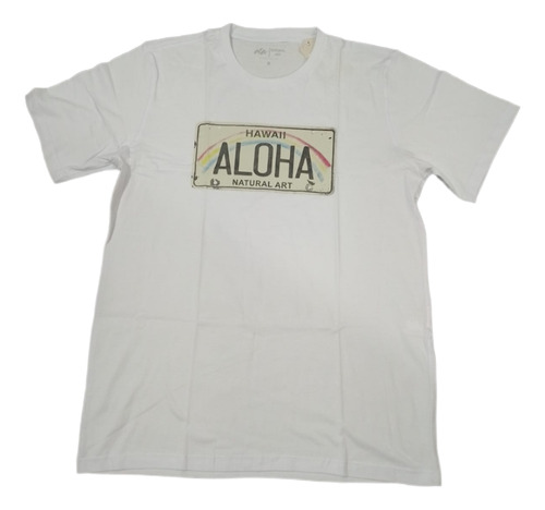 Camiseta Natural Art Masculina Aloha Branca