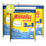 Kit 3 Pastilha De Cloro Estabilizado Hidroall 3 Em 1 - 200g