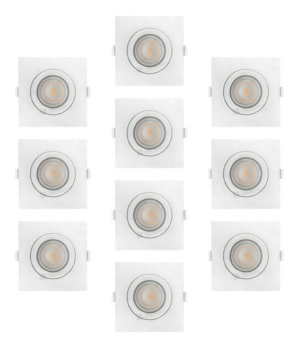 Kit 10x Spot Quad Embutir Led Taschibra 7w C/ 1 Ano Garantia