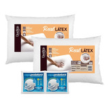 Kit 2 Travesseiros Real Látex Alto 50x70cm Duoflex E 2 Capas