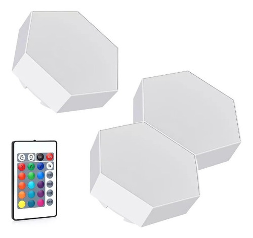 Luz Led Modular Hexagonal Rgb Decorativo Táctil Kit 3 Piezas