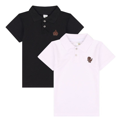 Kit 2 Camisa Polo Infantil Menino Básica Lisa - 1 A 10 Anos 