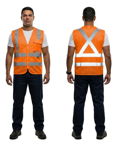 2 Colete Segurança Refletivo Fluorescente Transito 1 Bolso