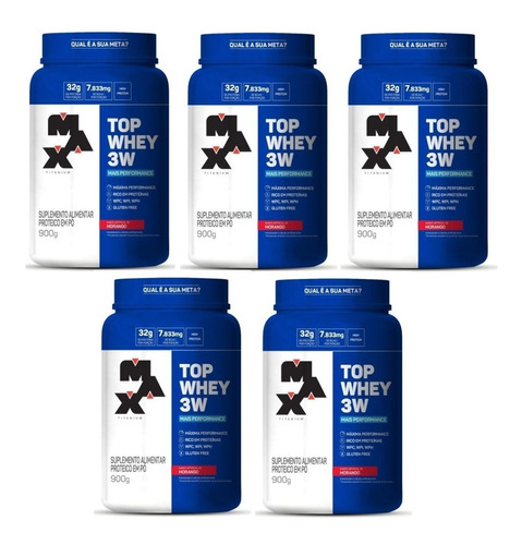 Promoção 5x Whey Protein 3w 900g Cada ( Top Whey ) + Nf-e