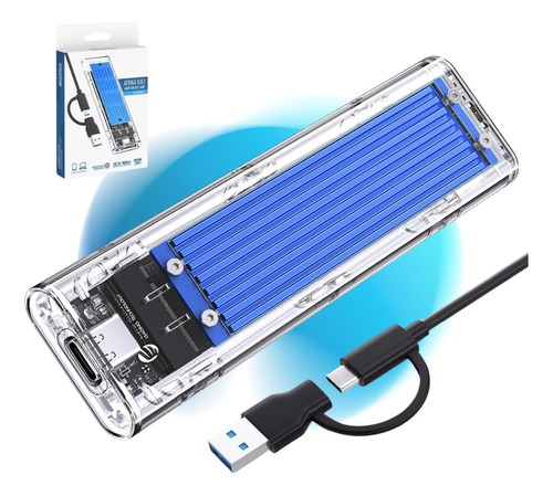 Case Ssd Externo M2 Nvme Tipo C Usb 3.1 Transparente 10gbps