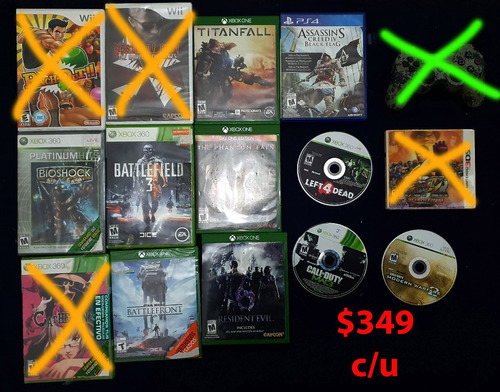 Juegos Xbox 360, Wii, Xbox One, Ps4, Xbox 360, N3ds 349 C/u