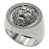 Anillo Hombre Anillo León Grecas Plata De Ley 925