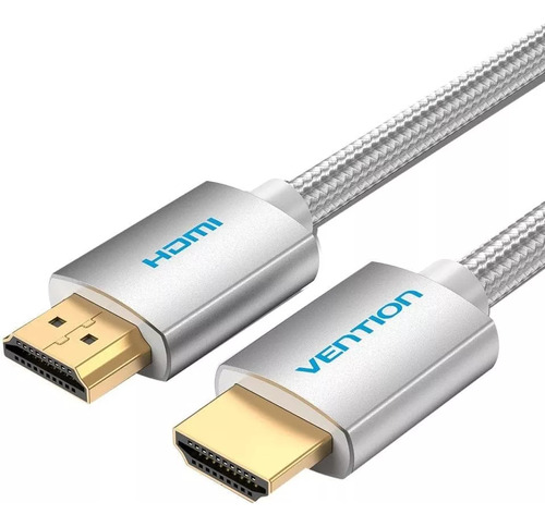 Cable Vention Hdmi 2.0 Certificado Profesional - Metal Trenzado Blindado - 8 Metros - 4k Hdr Arc Hdcp 60hz  18 Gbps - Plateado - Premium Full Hd - Aabik