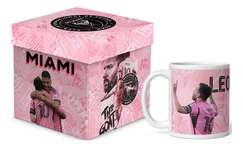 Taza Miami Messi Con Autógrafo Y Caja De Regalo Fútbol