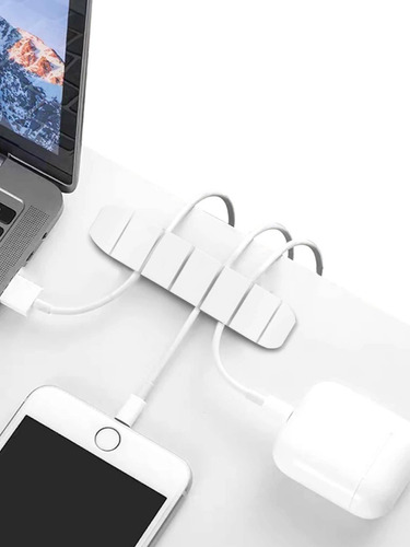 Organizador De Cable Adhesivo Blanco Para Escritorio