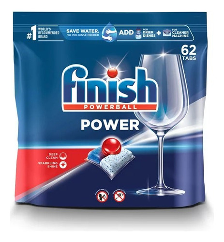 Finish Power 62ct Dishwasher Detergent Powerball Tablets