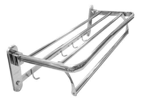 Repisa Estante Toallero Oval 5 Ganchos Baño Cromado Rack *