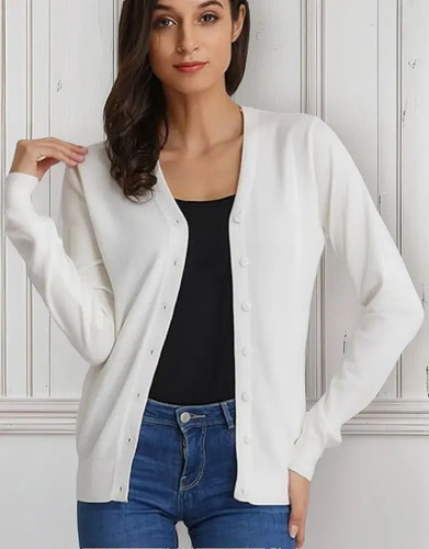Sueter Mujer Moda Sweater Dama Abierto Botones Abrigo Ligero | MercadoLibre