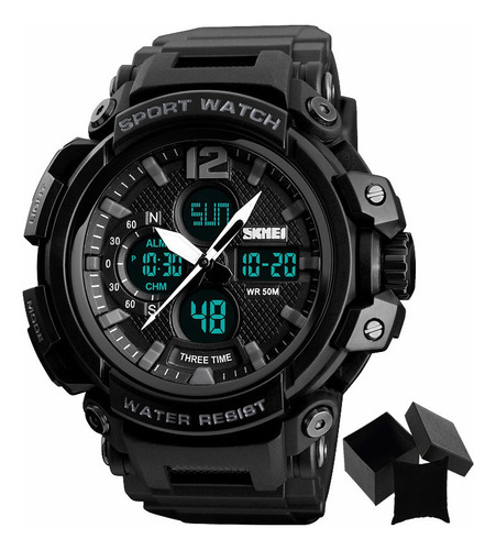 Reloj Analógico Digital Deportivo Para Hombre, Color Negro, Bisel, Color Negro, Color De Fondo Negro