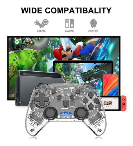 Gamepad Transparente Inalámbrico Bluetooth Para Nos Switch P