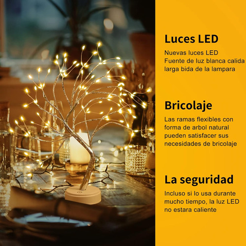 Lámpara Nocturna Bonsái, Luces Árbol Bonsai Con 36 Luces Led