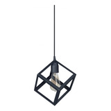 Lampara Colgante Cubo Negra Industrial 1 Luz Led Ferrolux