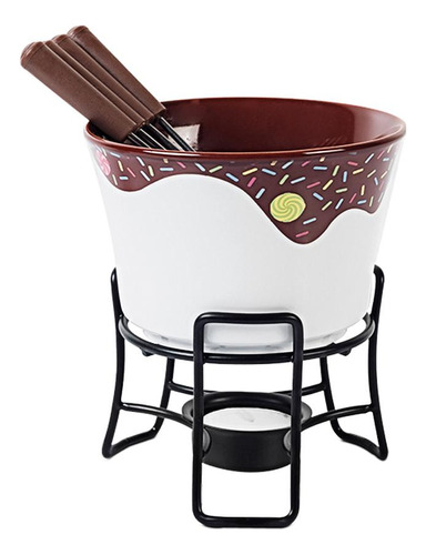 Conjunto Fondue Kit Aparelho Panela Cerâmica Pequeno Brinox