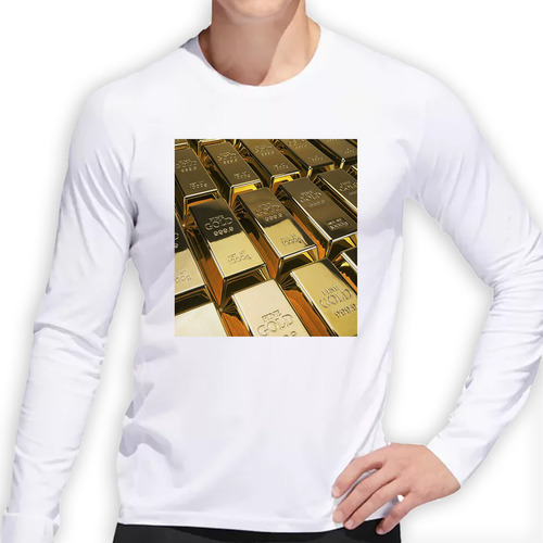 Remera Hombre Ml Oro Gold Barra Lingotes Dinero Dorado P4