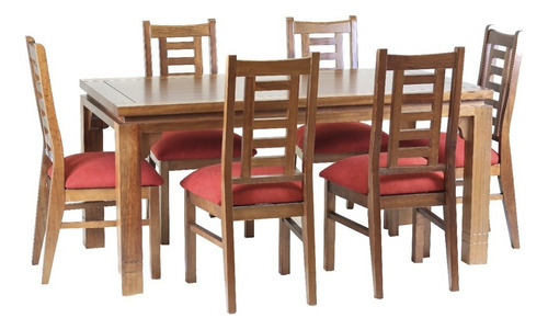 Comedor Leyda 6 Sillas Terracota Nogal / Muebles América