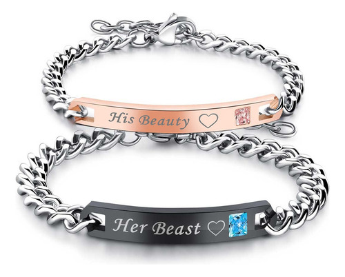 Pulsera Para Parejas Regalos Mujer Hombres Ajustable Acero