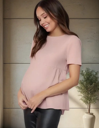 Camisas Premamá Botón Liso Casual