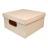 Caja Organizadora Cuadrada Plástica Símil Lino 29x29x15 Color Rosa Claro