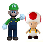 Bonecos Grandes Toad E Luigi 23cm Coleção Super Mario Bros