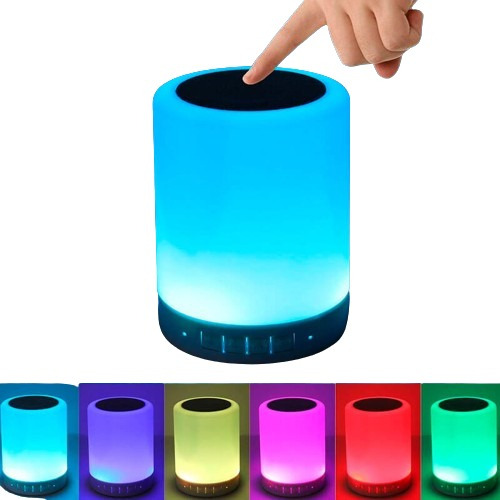 Caixa Bluetooth Luminária  Abajur Touch Com Som E Luz Rgb