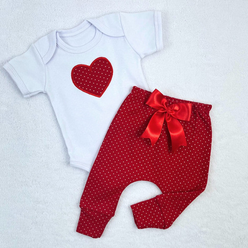 Conjunto Roupa Bebe Menina Body Calça Bordado Laço C20144